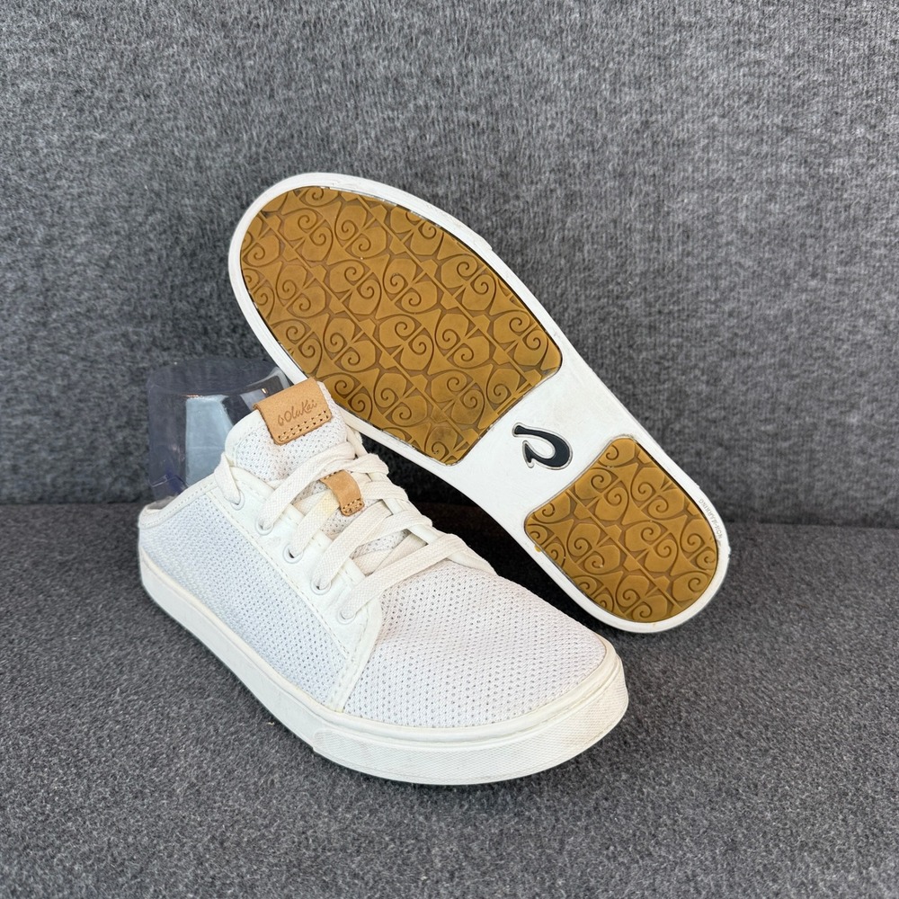 OluKai Pehuea Li Sneakers Women 8 White Mesh Drop-In Heel Casual Shoes